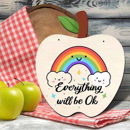 Zaruatu 3 Pcs Unfinished Wooden Apple Cutouts for Teacher Door Sign Blank Wooden Name Sign for Classroom Teacher Office Paintable DIY Craft Plaques for Classroom Decorations (Wood)