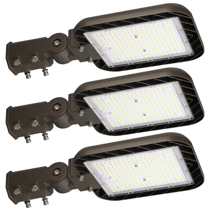 DEMILARE 150W Parking Lot Lights 3Pack 22500lm 5000K Led Shoebox Light Slip Fitter Dusk to Dawn Pole Light Outdoor IP65 Waterproof 120-277V Commercial Street Area Lighting for Driveways, Parking lot