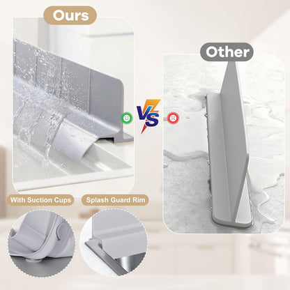 Sink Splash Guard, 18", Non-slip with Suction Cups, Stop Water Splash with High Rim, for Kitchen & Bathroom, Faucet & Countertop Protector, Easy Install, Dishwasher Safe