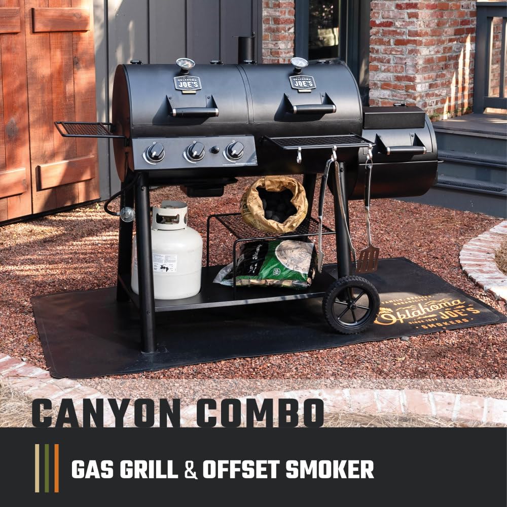 Oklahoma Joe's Canyon Combo Dual Fuel 3-Burner Propane Gas and Charcoal Smoker and Grill with 1031 sq. in. Cooking Area in Black