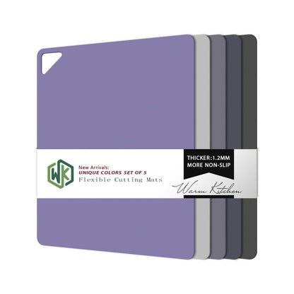 WK Flexible Plastic Cutting Boards for Kitchen, Cutting Board Mats Set of 5, Nonslip Cutting Board for Meat, Thin Cutting Sheets with Hole, Dishwasher Safe, BPA Free, 14.5x11.5"