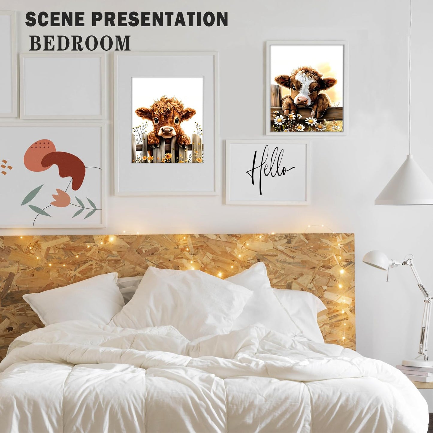 XUNLURY Rustic Highland Cow Diamond Art Kits 4 Pcs, Farmhouse Baby Highland Cow Diamond Painting Kits for Kids Adults Beginners, Full Drill Diamonds Dots for Home Decor, 9.8x11.8 Inch
