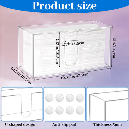 Wanmu 2 Pack Acrylic Countertop Paper Towel Holder, Folded Z-fold C-fold MultiFold Trifold Napkin Dispenser, Paper Towel Dispenser Countertop Acrylic Napkin Holder for Bathroom, Kitchen, Restaurant