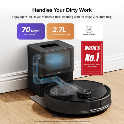 roborock Q7 L5 Robot Vacuum and Mop Combo, 8,000Pa Suction, Upgraded from Q5 Pro, Dual Anti-Tangle System, LiDAR Navigation, Multi-Level Mapping, Self-Charging Robotic Vacuum Cleaner, Black