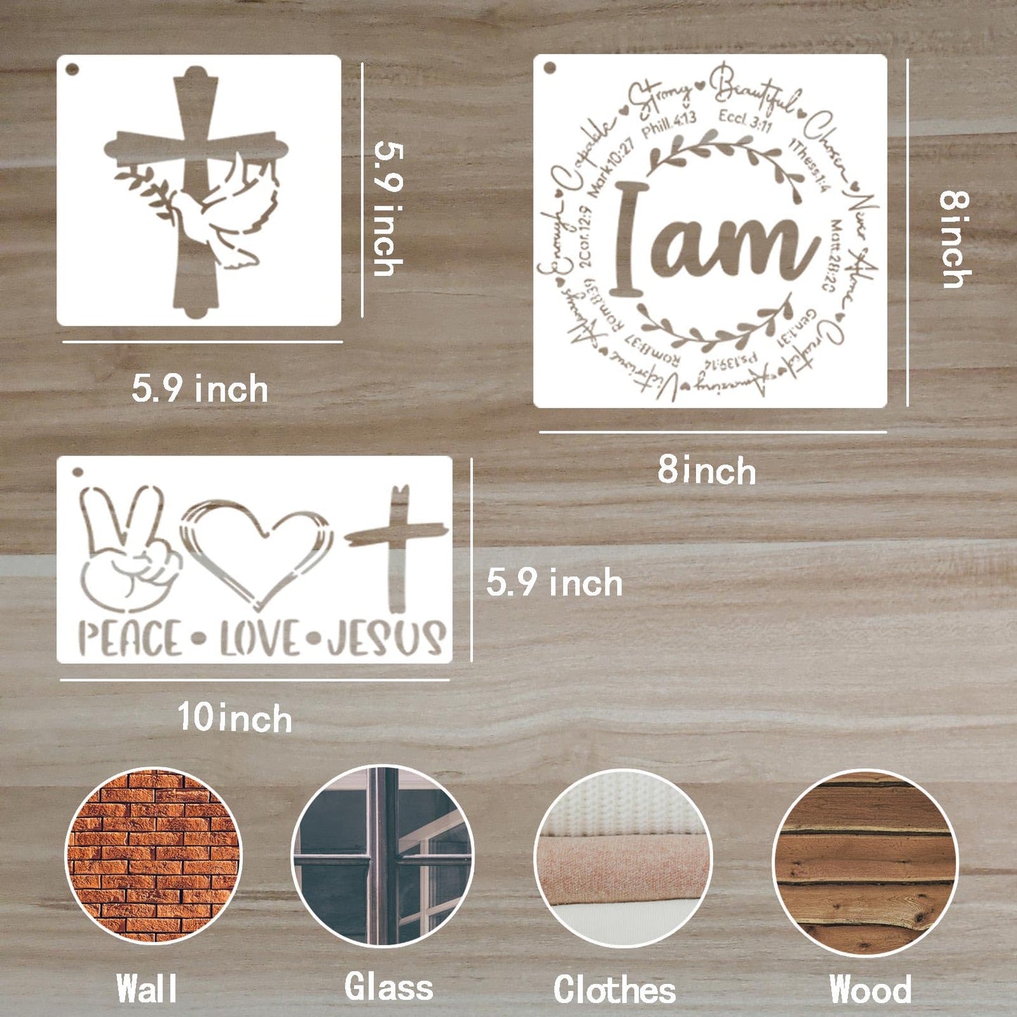 Gzfwthl 22pcs Christian Stencils for Painting Crafts Reusable Motivational Bible Verse Cross Stencil Drawing Religious Template for Wood Sign Fabric Canvas DIY Farmhouse Home Office Decor