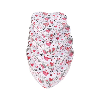 PHILPETY Decorative Heart Storage Box Rural Tin Gift Box Tinplate Candy Cookie Jars Square Storage Containers with Lids for Chocolate Candy Tea Coffee Cosmetics Jewelry Photos Gift Case 4Pcs