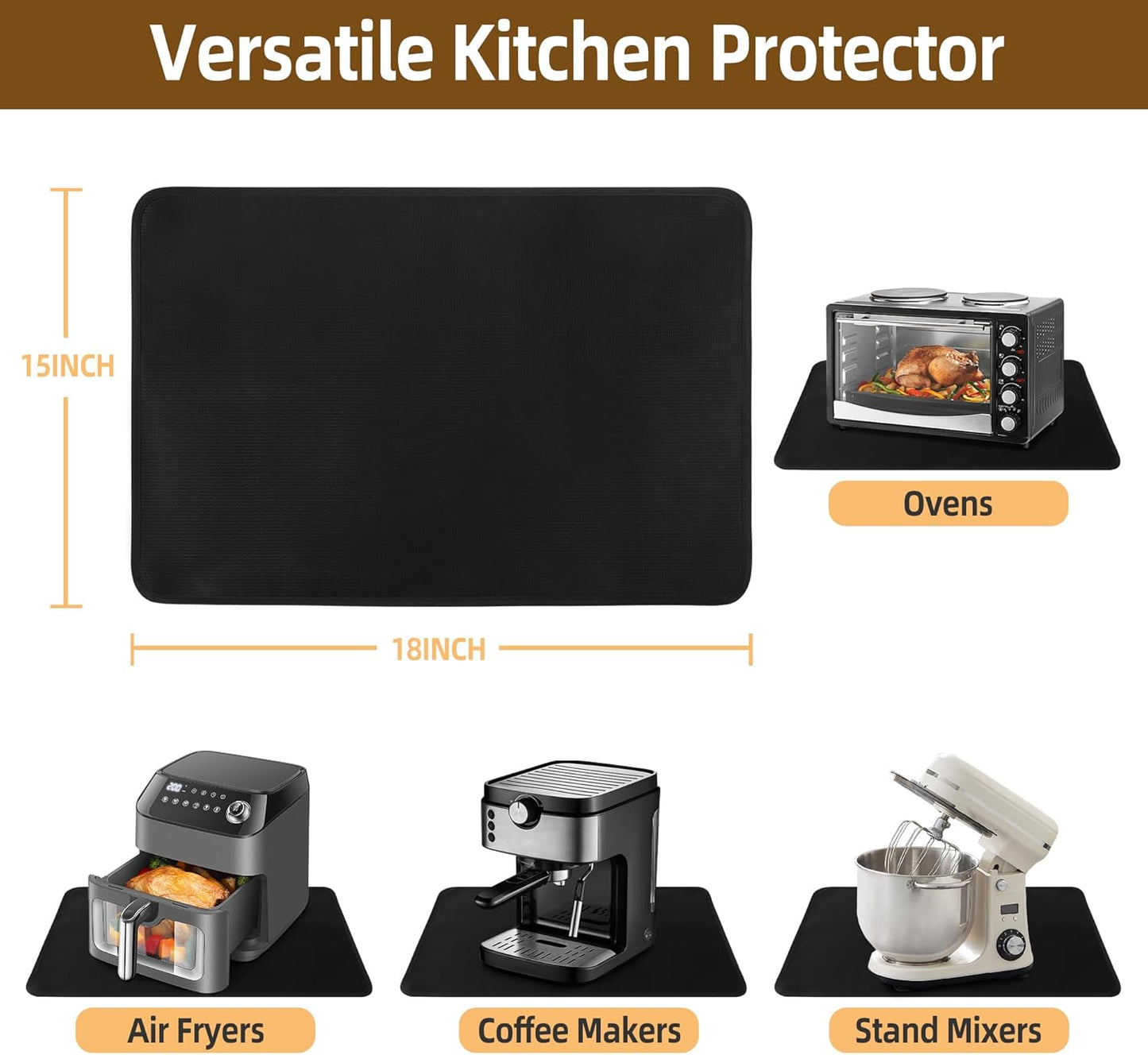 Hot Pads for Kitchen, Heat Resistant Mats for Countertop - 15 X 18 Inches Silicone Protector for Coffee Maker