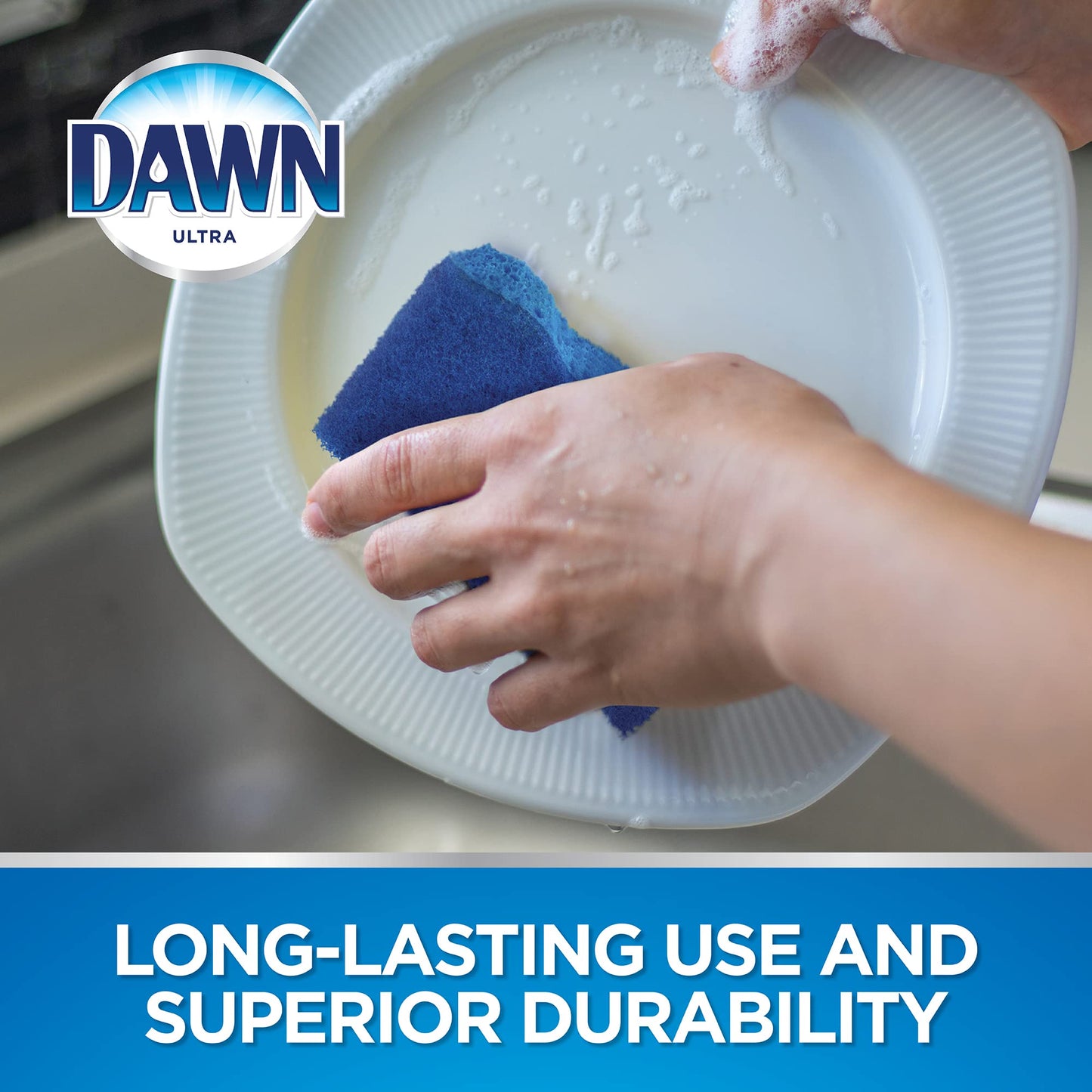 Dawn Non-Scratch Kitchen Dish Sponges, Blue (Pack of 3)
