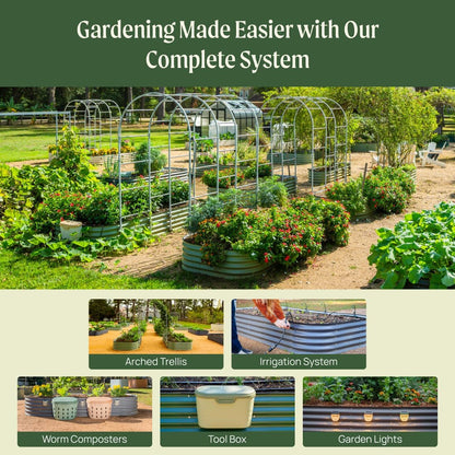 Vego garden 17" Tall 2' x 12' Giant Modular Metal Raised Garden Bed Kit, Large Metal Planter Box for Vegetables, Flowers, Herbs, Pearl White