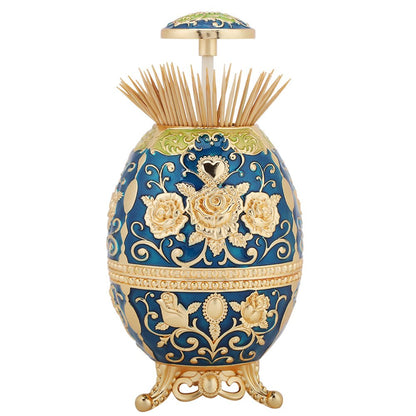 Hilitand Automatic Toothpick Holder, Metal Tin Alloy Retro Toothpick Holder Hand Press Toothpick Dispenser Flower Pattern(#2)