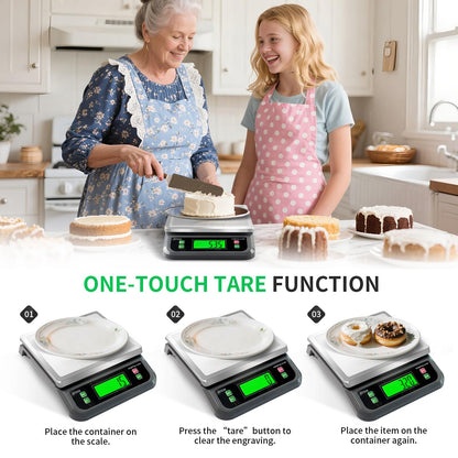 Large Digital Kitchen Scale 88lbs/40kg with 6 Unit Stainless Stee Food Scales with Tare and PCS Funtion LCD Display for Baking, Bread, Cooking, Meat, Vegetables, Farm with Adapter Grey