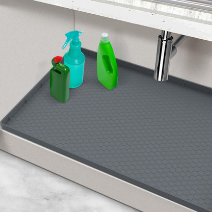 Silicone Under Sink Mat 22" x 19", Under Sink Mats for Kitchen Waterproof, Under Sink Protector Mats for Cabinets, Under Sink Tray Organizer for Kitchen and Bathroom, Gray