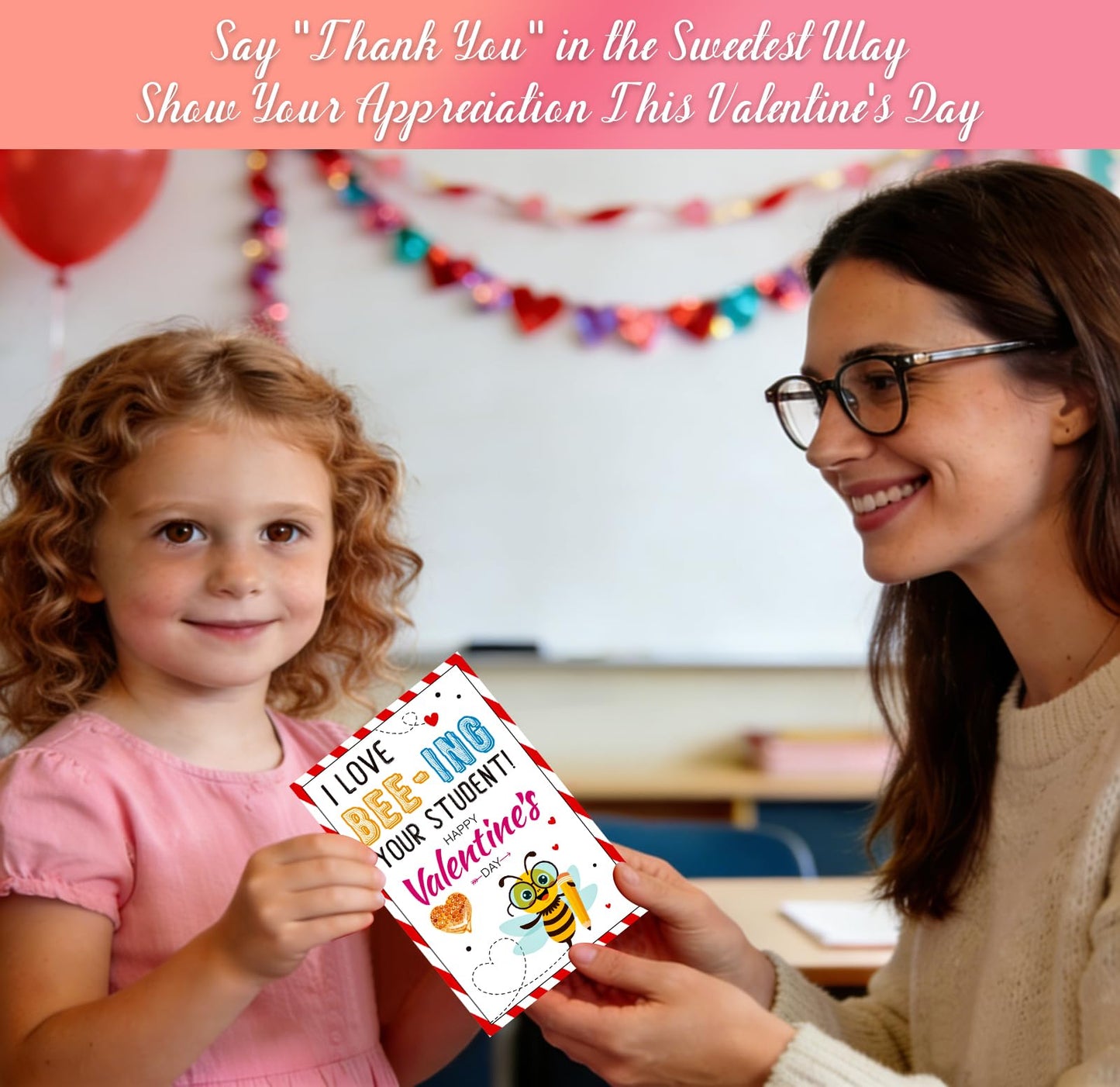GMEMNOV 6 Pack Teacher Valentine Cards with Envelopes - Valentine's Day Cards for Teachers from Students, Bulk Thank You Cards, Teacher Appreciation Gifts, Classroom Valentine Card Set