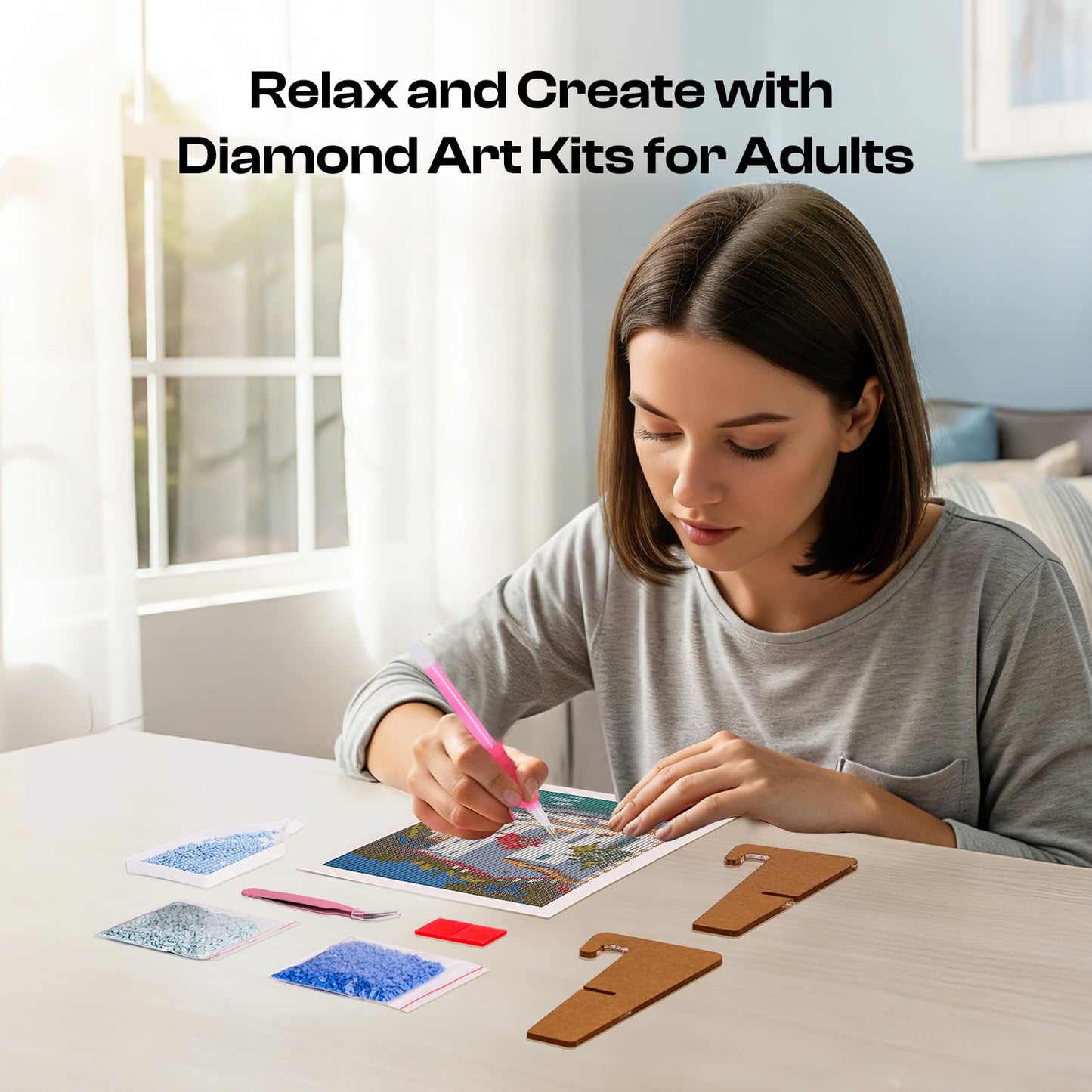 Caydo 12 Pack Sea Breeze Themed Diamond Painting Kits for Adults Full Drill 5D DIY Paint Gem Art A Relaxing Craft for Home Wall Decor(6x6inch)