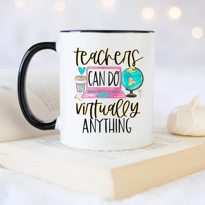 YouNique Designs Teacher Appreciation Cup - 11 Ounces, Virtual Teacher Coffee Mug, Best Teacher Mug for Women (Black