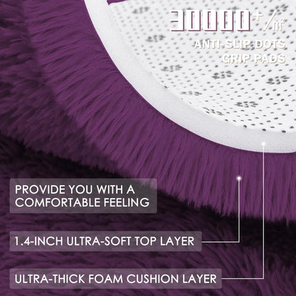 OLANLY Dark Purple Round Rug - Soft, Fluffy Shaggy Carpet for Bedroom | 6 ft Machine Washable Area Rug