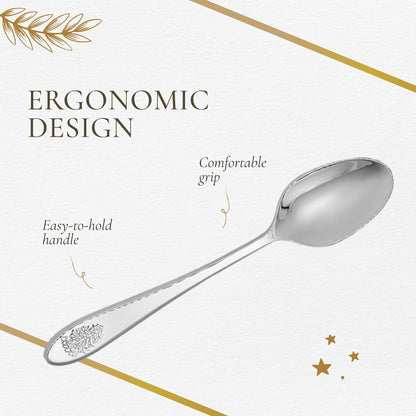 Spode Christmas Tree Cocktail Spoons | Christmas Dessert Spoons | Flatware Set for 6 | 18/10 Stainless Steel Utensil