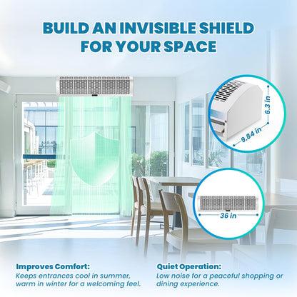 Crispaire 36 Inch Air Curtain Fan – Wall Mounted Air Door with Magnetic Door Switch, Dual Speed Control, 1527 CFM / 2559 FPM, Commercial Grade Indoor Fan for Doors – 180W, 110V