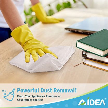 AIDEA Microfiber Cleaning Cloth White 50PK, Cleaning Rags, Lint Free Microfiber Towels, Kitchen Towels Dusting Cloth, Wash Cloths, Dish Rags White, 12"x 12"