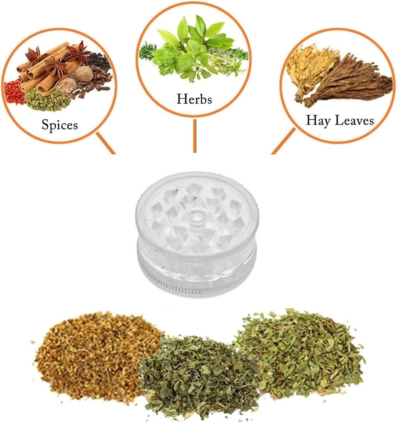 Kitchen Spice Grinder Acrylic, 2pc with Magnet, Clear Color