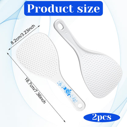 Mabor 2-Pack Rice Spoon Set - White Non-Stick Rice Paddle, 19cm PP Kitchen Utensil with Hanging Hole