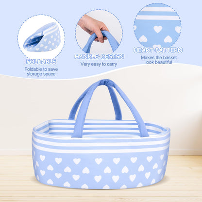 Aori Reborn Baby Dolls Bassinet - Baby Doll Carrier Bed Soft Doll Carrier Accessories with Handle for 17-22 inches Newborn Girls (Blue)