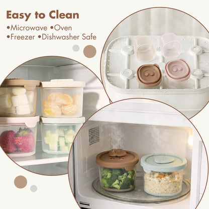 Baby Food Containers with Lids Silicone Baby Food Storage Containers for Infants & Toddlers, Leakproof Freezer-Safe Reusable Baby Food Jars for Breastmilk & Solid Foods, 4oz Silicone Containers, 4PK