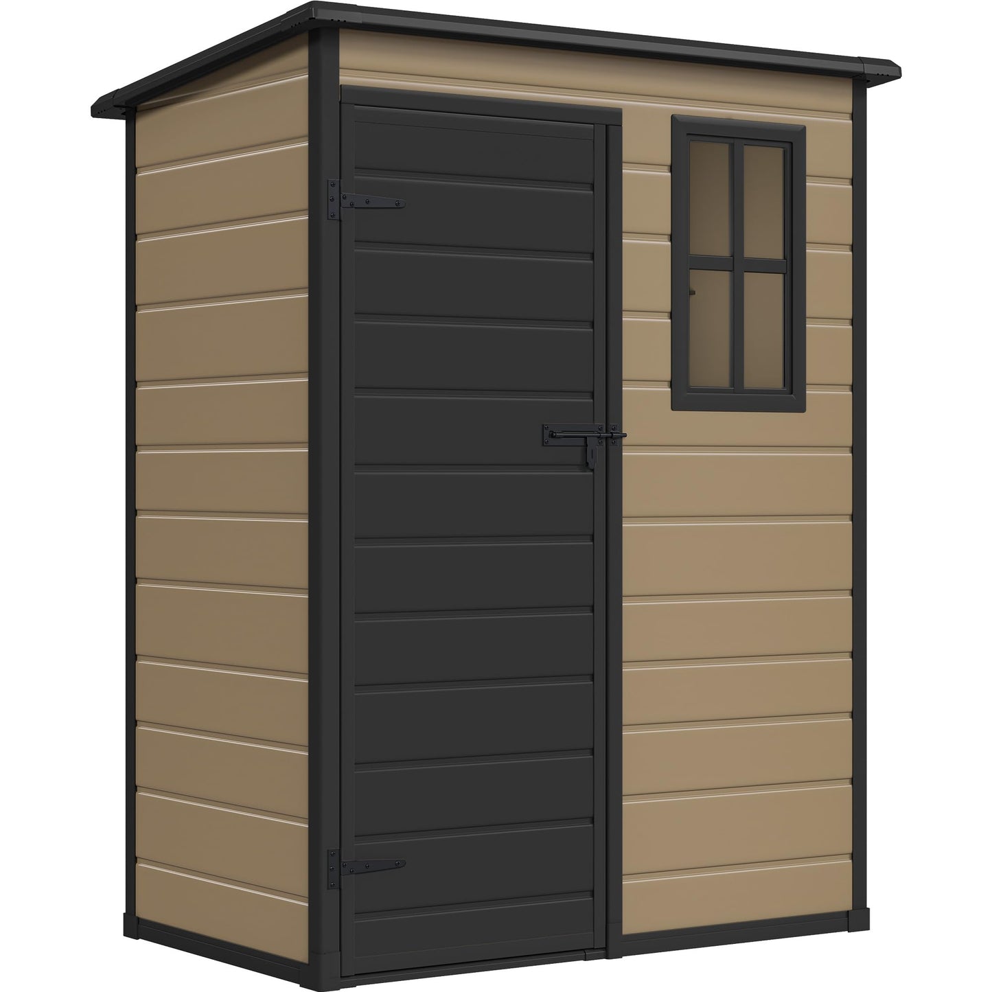 DWVO 5x3 FT Outdoor Storage Shed with Floor, All-Weather Resin Storage Shed with Lockable Door & Window, Waterproof Plastic Tool Storage for Garden, Backyard, Patio, Lawn, Brown