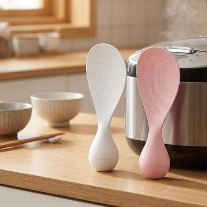 2PCS Non Stick Vertical Rice Spoon, Rice Scoop, Silicone Rice Paddle for Easy Serving,Vertical Design for Space Saving, PP Material Durable Construction