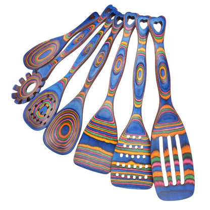 Gudamaye Pakkawood Wooden Cooking Utensils Set 7-Piece-Wooden Spoons for cooking, Wooden Utensil set with Ergonomic Non-Slip Handles, Heat-Resistant & Stylish Cooking Spoons, Non-Stick Spoon
