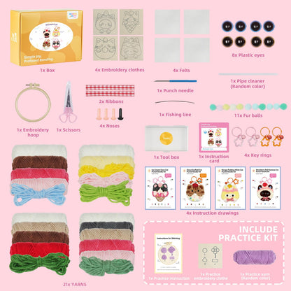 Punch Needle kit for Beginners,Embroidery kit for Beginners,Punch Needle Kits Adults Beginner,Including Printed Patterns, Needles, Easy to Follow Instructions, and Videos-Cat Family