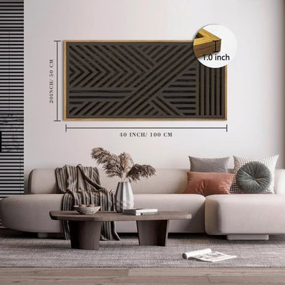 IARTTOP Extra Large Black Wood Wall Art - Framed Abstract Geometric Decor 20x40 Inch for Modern Spaces