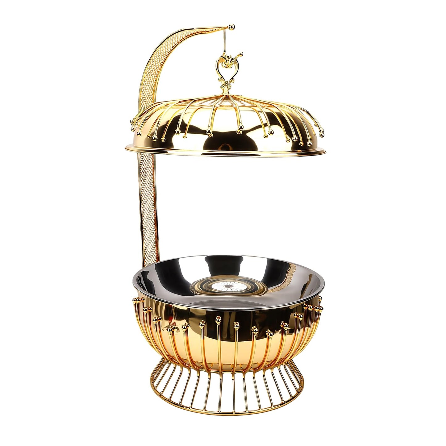Ymiko 8L Stainless Steel Chafing Dish Hanging Lid Buffet Warmer with 5-Ply for Weddings Banquets Catering Events