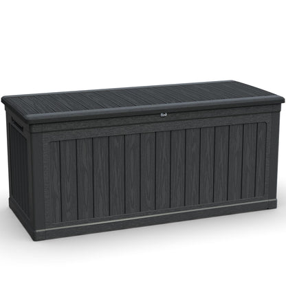 WELBEST 260 Gallon XXL Outdoor Storage Box Waterproof Resin Large Deck Box for Patio, Yard, Garden Tools, Black