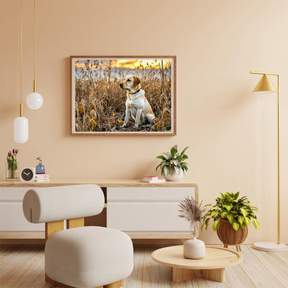 5D Diamond Art Yellow Labrador Retriever Diamond Painting DIY Kits Full Round Drill Rhinestone Crystal by Number Stitch Embroidery Arts and Crafts for Living Room Bedroom Home Wall Decor 12x16 inch