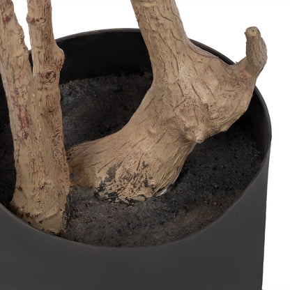 Kate and Laurel Oliveira Faux Olive Tree with Jia Curved Planter Pot, 7 FT, Cream, Potted Artificial Tree Indoor with Realistic Foliage and Added Moss, Fake Plant for Living Room Decor