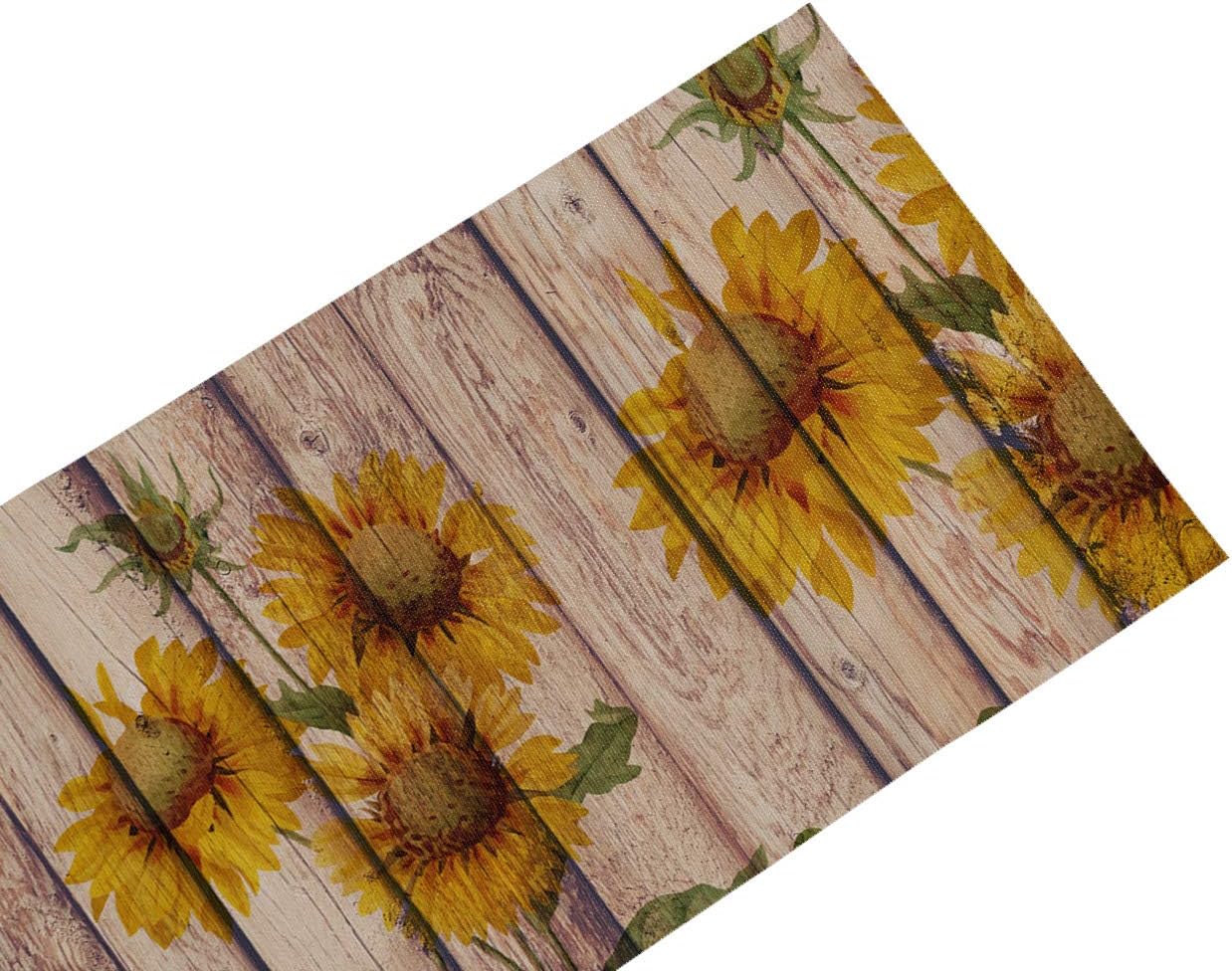 Sunflowers Rustic Table Runner - Cotton Linen Small 36 Inch Dresser Scarves, Farmhouse Tablerunner for Home Living Room