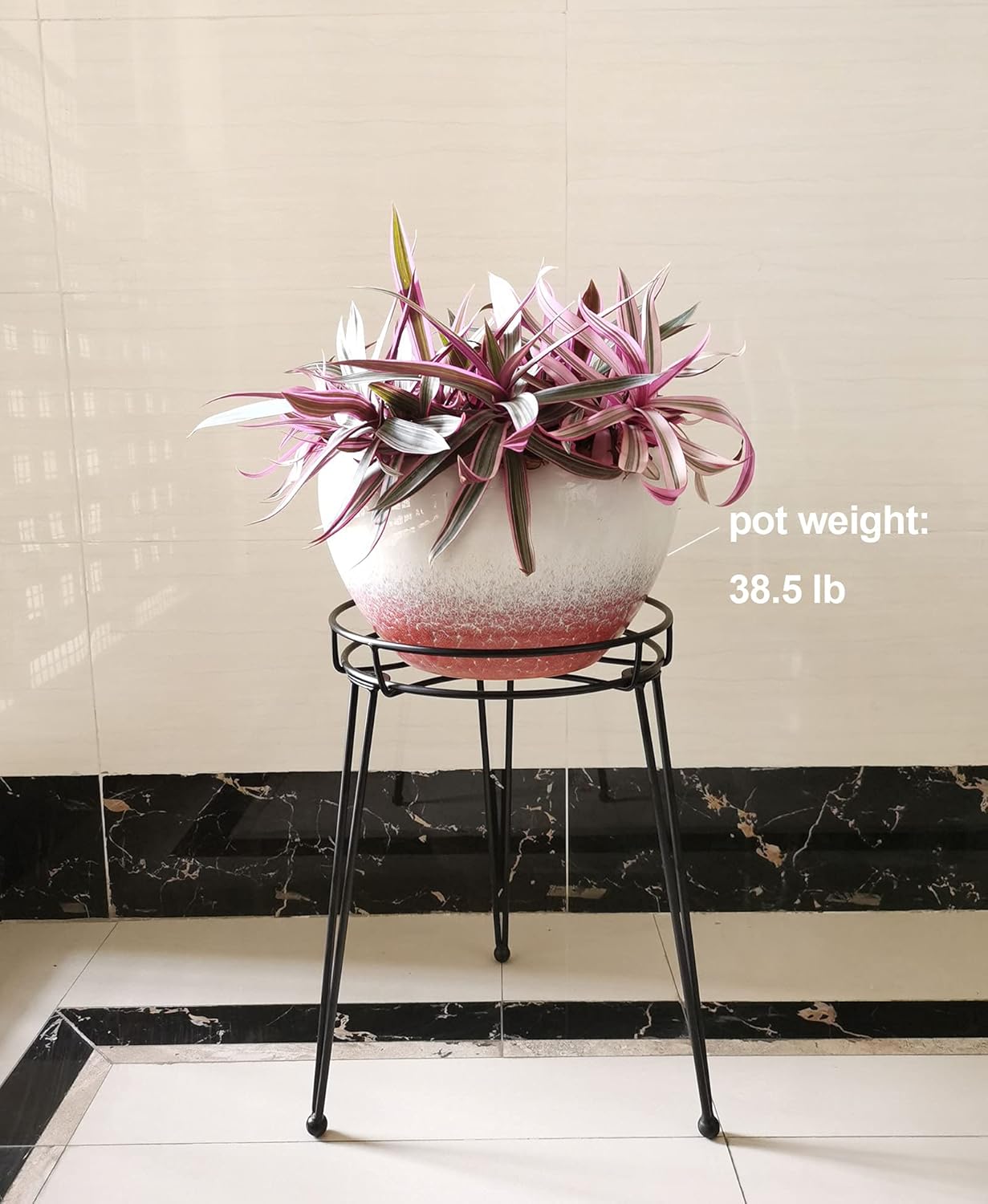 iLTreFlo 18.7 inches (18.7 inches Midcentury Modern Metal Potted Plant Stand Tall Flower Pot Holder Large Rustproof