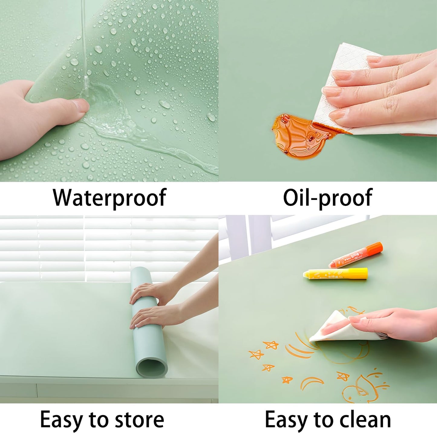 Large Countertop Mats for Crafts Jewelry Epoxy Resin Art Painting DIY, Non‑stick kitchen Baking Mat(Pea Green and Dried Sage, 11.8 X 35.4 Inches)