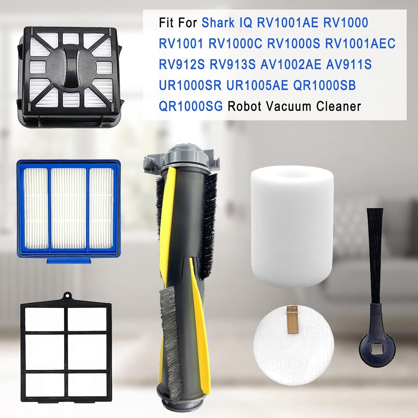 Accessories Kit for Shark IQ RV1001AE, Shark AV911S EZ, AV1010AE Robot Vacuum Cleaner, 1 Main Brush, 3 Filters, 6 Side