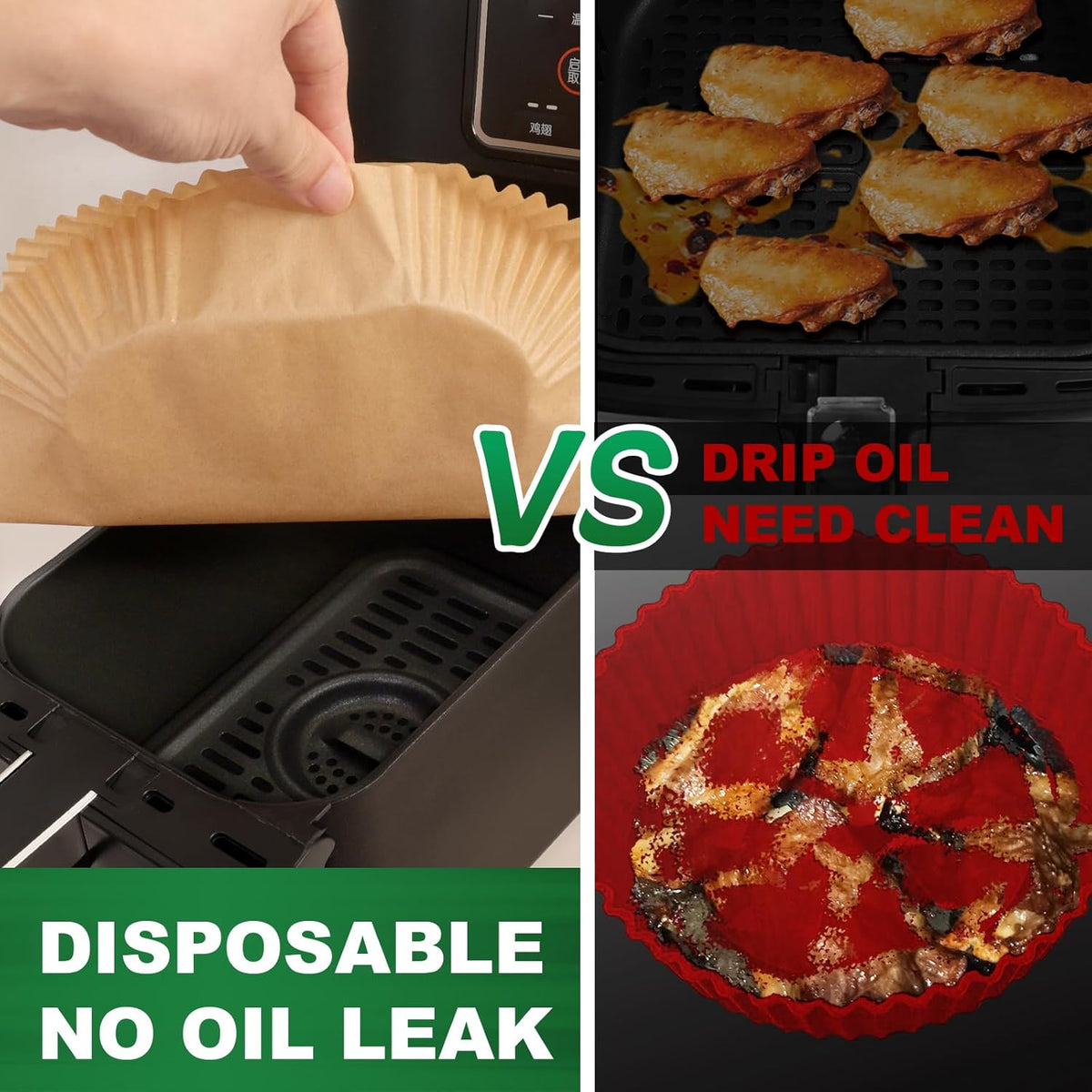 Air Fryer Liners - 100 Pcs Non-Stick Parchment Paper for 4-7 QT Air Fryers | 7.9 Inch Round