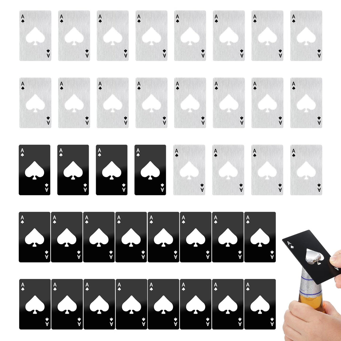 40Pcs Ace of Spades Bottle Openers, Poker Card Bottle Openers Portable Stainless Steel Can Opener Credit Card Size Beer Bottles Can Cap Opener for Wallet Pocket Wedding Party Good Gift