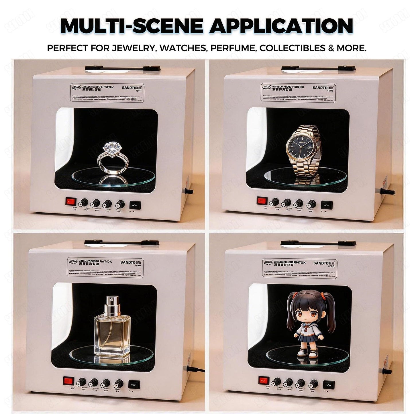 Jewelry Photography Light Box Kit with Adjustable Turntable, 22000Lux Professional Studio Setup for Stunning Gemstone Images, Customizable Speed, for Small Items with Full Accessories(Tb20)