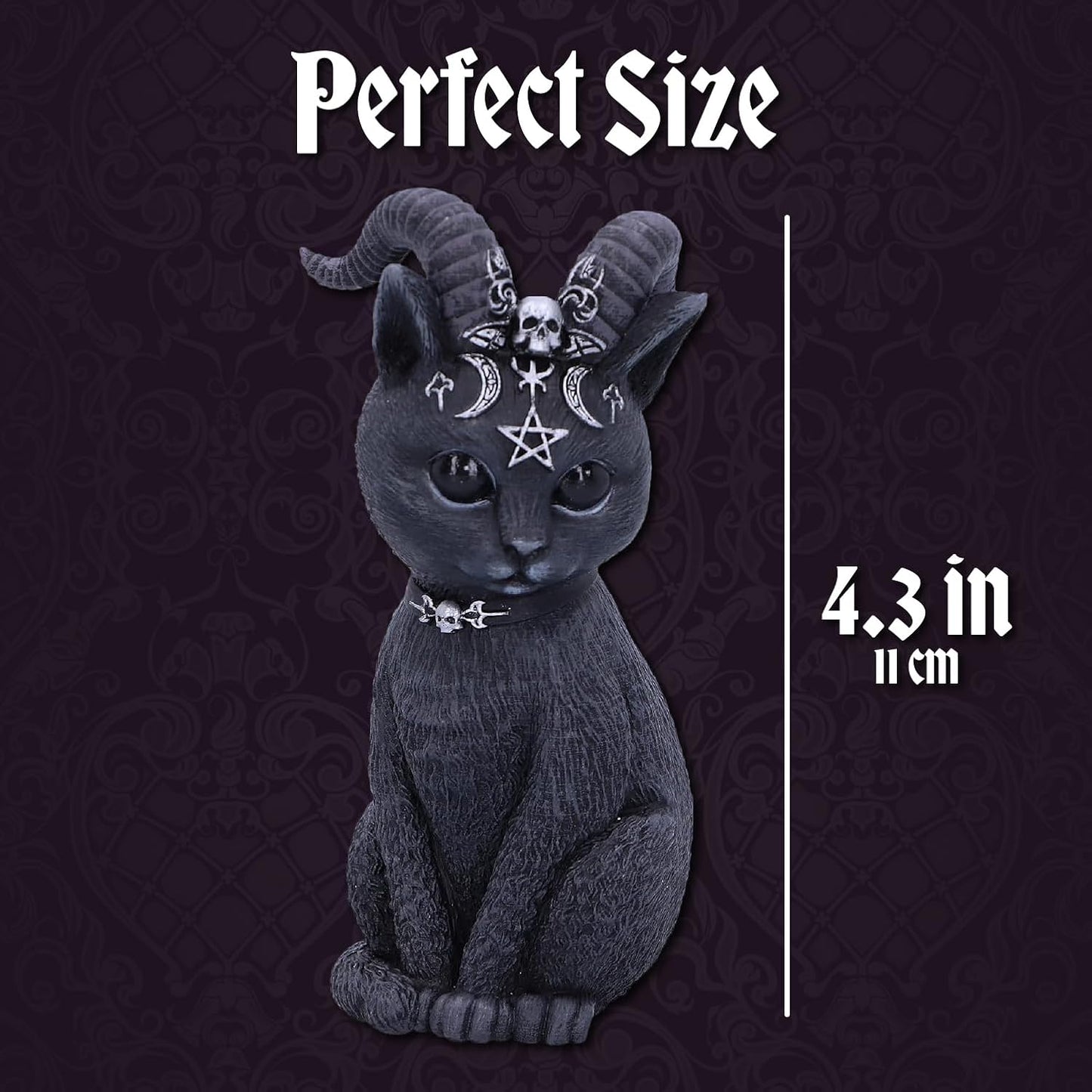 Nemesis Now Figurine Decor, Detailed Hand-Painted Polyresin, Black - Pawzuph Horned Gothic Satanic Cat