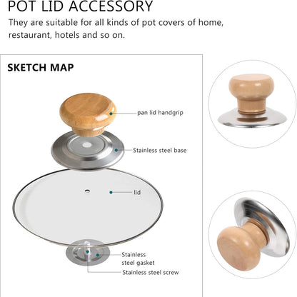 Cabilock 12pcs Wooden Pot Lid Knobs - Replacement for Cookware, Easy to Clean for Woks, Steamers, Soup Pots
