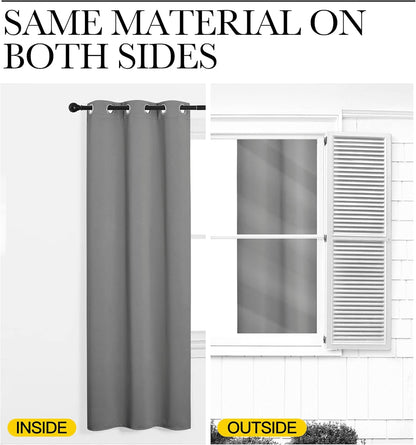 NICETOWN Silver Grey Room Darkening Curtain Panels - 120" Long | Heat-Blocking Drapes for RV & Studio, 55" Width, Set of 2