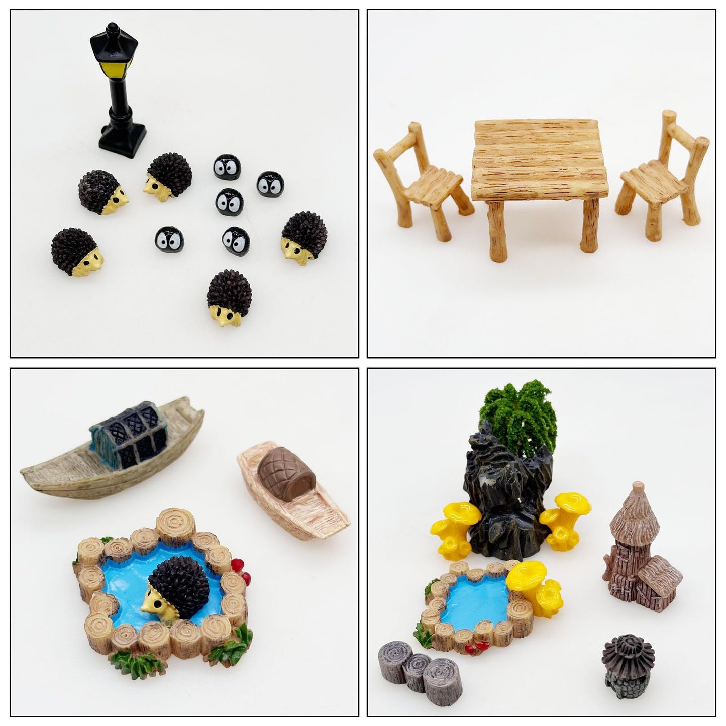 Cayway Outdoor Fairy Garden Miniatures Mini Zen Garden Accessories, Artificial Garden Grass, Model Trees, Mini Garden Ornaments, Bonsai Decorative Craft Tools Kit
