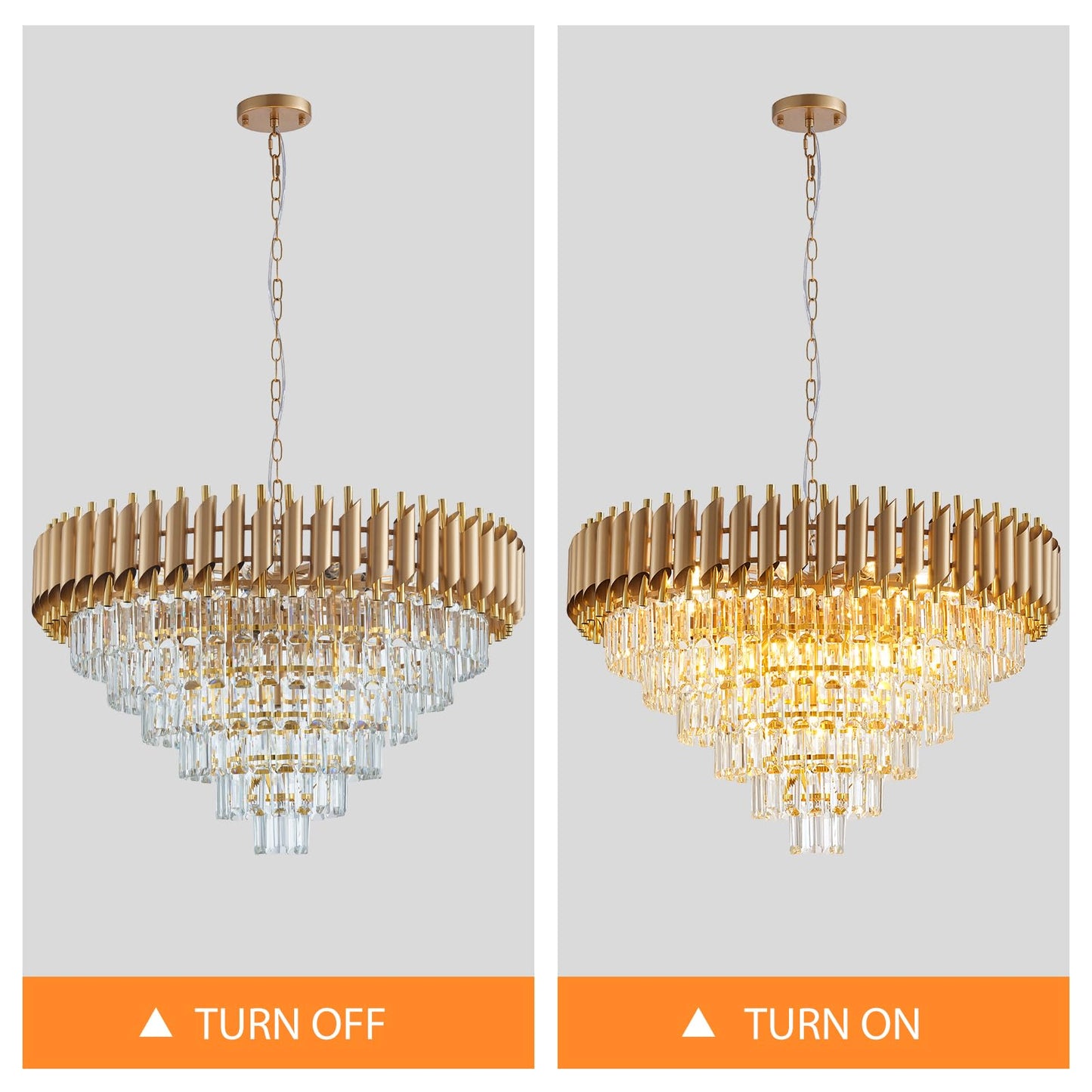 Aixialin Large Crystal Chandelier 30" Modern Hanging Crystal Pendant, 6 Tiers K9 Crystal Ceiling 16 Lights Fixtures, Round Pendant Lighting Large Chandelier for Entryway Dining Room Staircase