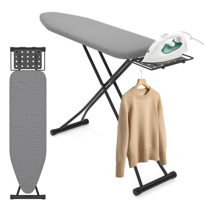 DIAMONDFORGE Ironing Board with Porous Iron Rest, 7 Adjustable Heights, 43" x 13", 3-Layer Heat-Resistant Cover & Pad for Home Laundry, Gray