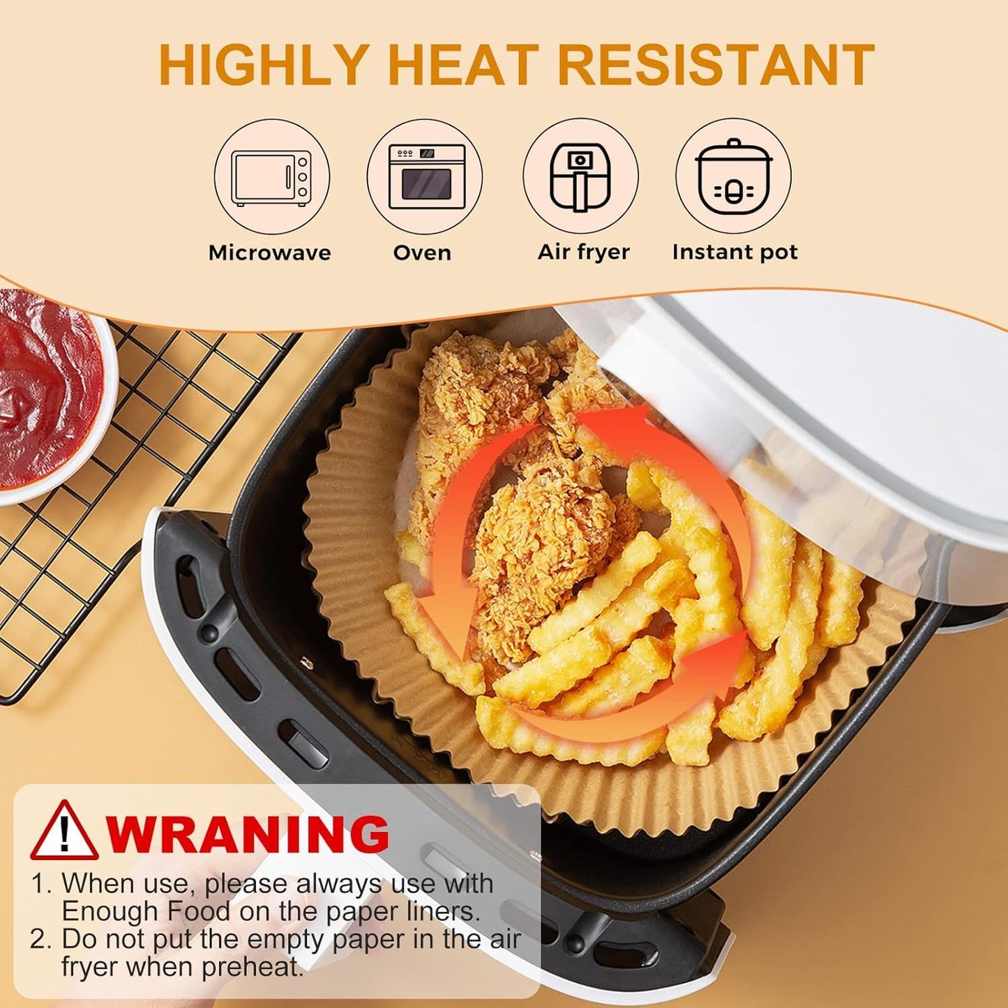 400 Pcs Air Fryer Paper Liners, 8" Square Air Fryer Liners Disposable, Heavy-Duty Parchment Paper for 5-8 qt Airfryer Basket, Non-Stick & Grease-Proof Baking Liner for Oven Pan